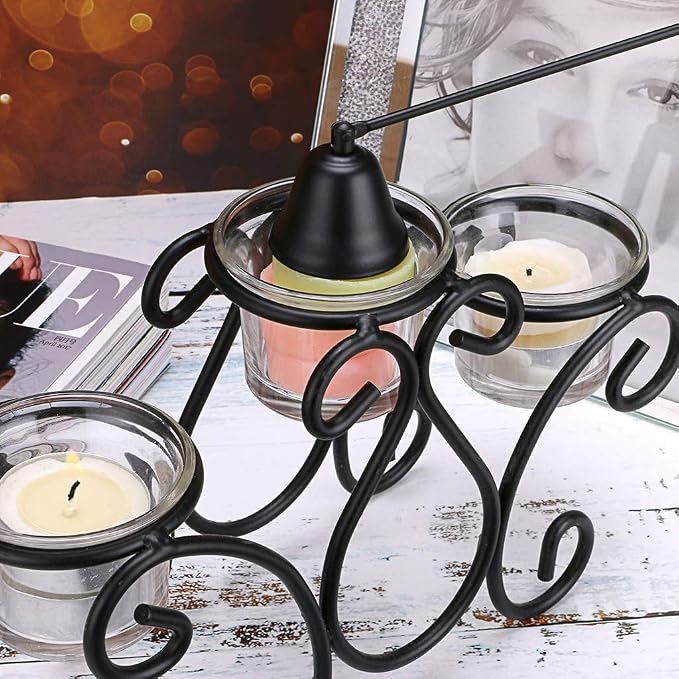 Candle Snuffer, Stainless Steel Wick Flame Extinguisher Elegant Candle Accessory for Candle Lovers - Black