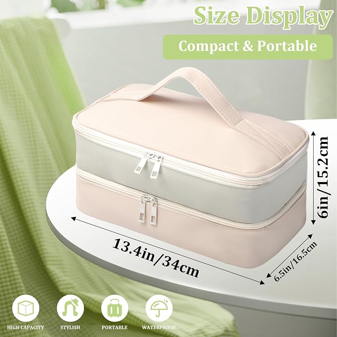 Travel Carrying Case for Shark Flex Style, Double Layer Storage Case for Shark SpeedStyle Hair Dryer Attachments, Waterproof PU Leather Organizer Bag for Shark Airwrap Styler (Gray&White)
