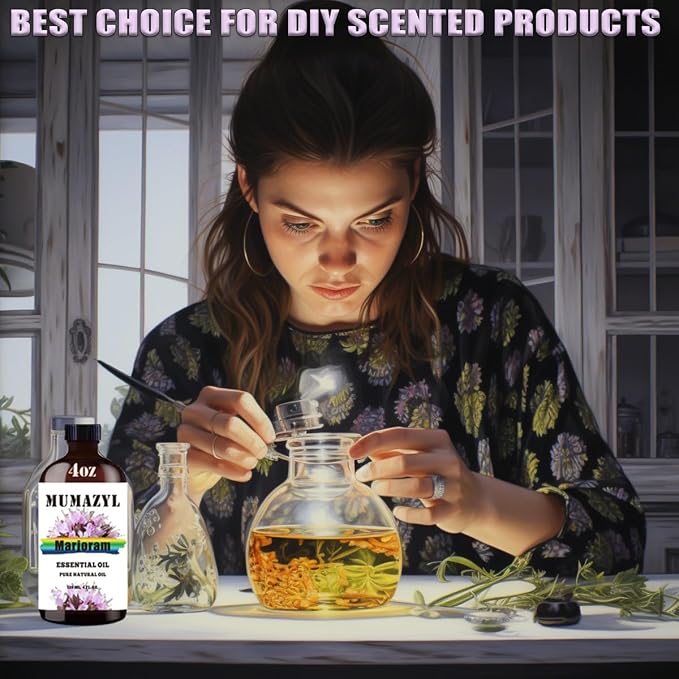 Marjoram Essential Oil, Marjoram Oil 4 Fl Oz 120ML for Diffuser Humidifier Yoga Cleaning DIY Candle Soap Making MUMAZYL Essential Oils