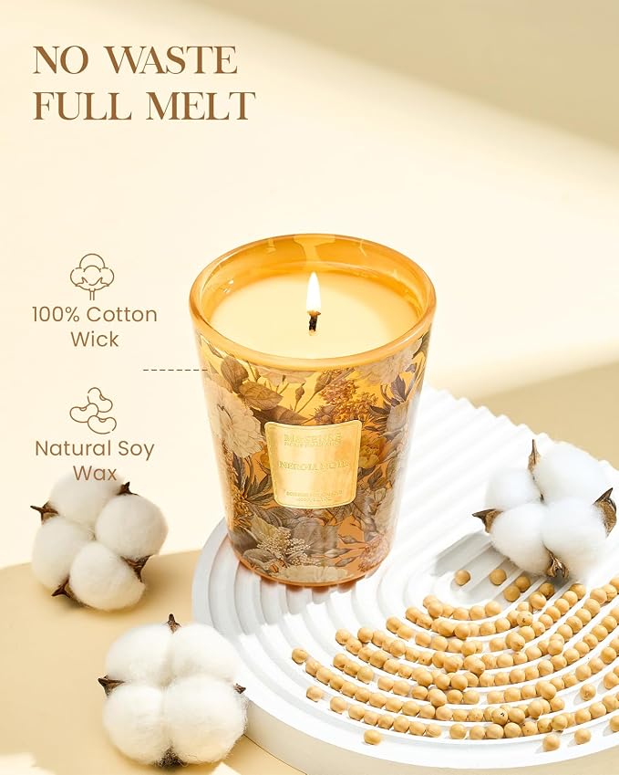 M&SENSE Neroli Noir Soy Candle, 14.1oz 60H Slow Burning, Aromatherapy Fresh Candle for Bedroom Elegance Home Decor Housewarming Gifts