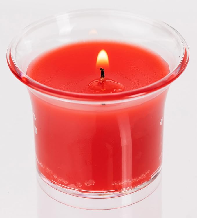 HYOOLA Clear Cup Scented Votive Candles - Strawberry - 12 Hour Burn Time - 4 Pack - European Made