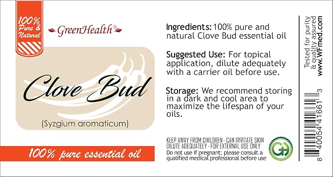 Clove Bud Essential Oil – 8 fl oz (237 ml) Aluminum Bottle w/Plug Cap – 100% Pure & Natural Essential Oil – Strong Warm Aroma for Relaxation, Energy & DIY – GreenHealth