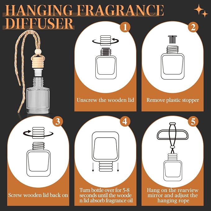AROIC Hanging Car Air Freshener - 6 Pack Luxury Leather Scent Air Freshener Set, Long-Lasting Natural Essential Oil Fragrance Diffuser Eliminates Odors,Ideal Business Gift for Car Accessories Unisex