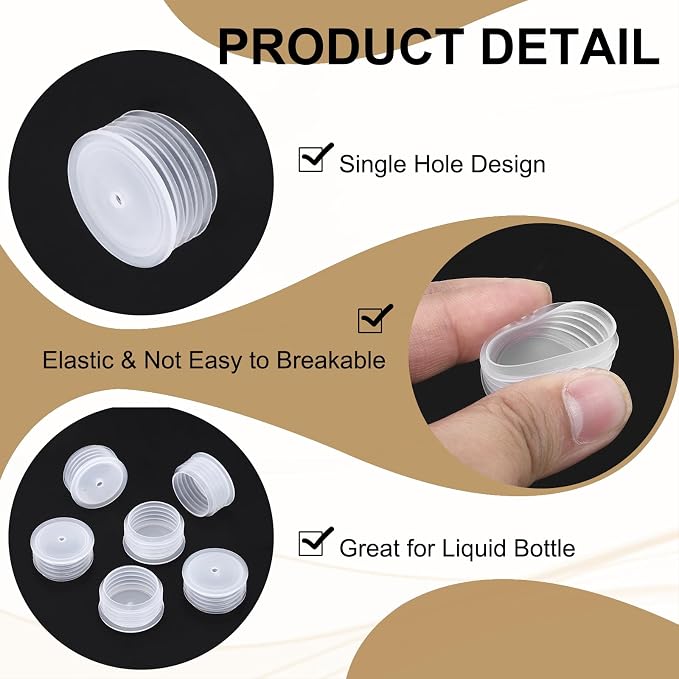 PATIKIL Bottle Adapter 0.98"/25mm Press in Plugs Clear 25Pcs, 0.12" Hole | for Oral Dispenser Liquid Oil Plastic Glass Bottles Stopper