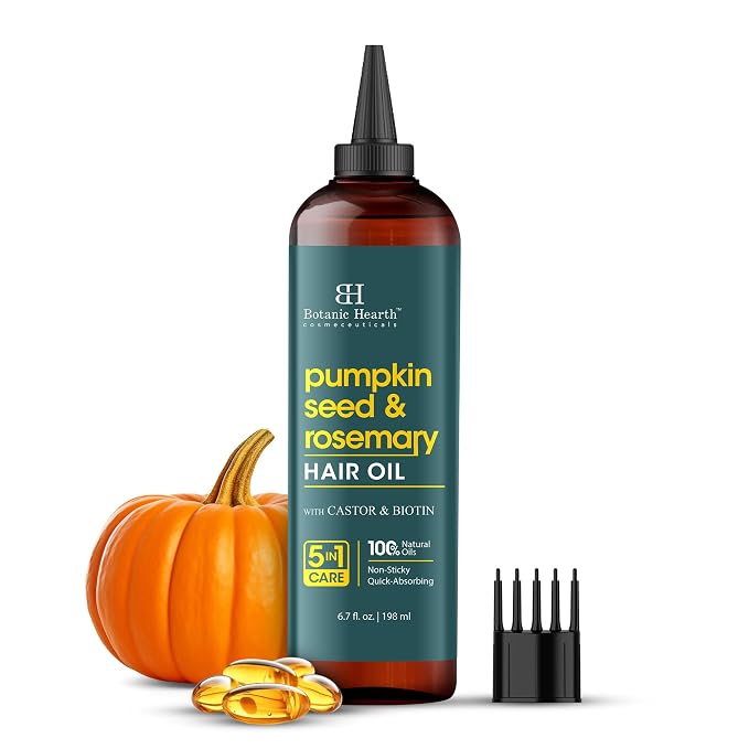 Botanic Hearth 100% Pure Pumpkin Rosemary Oil For Hair Growth & Hair Treatment Oils 6.7 Fl oz | Infused with coconut Oil | Hair Oil Repairs Dry Damaged Hair, Strengthening, Healthier | All Hair Types