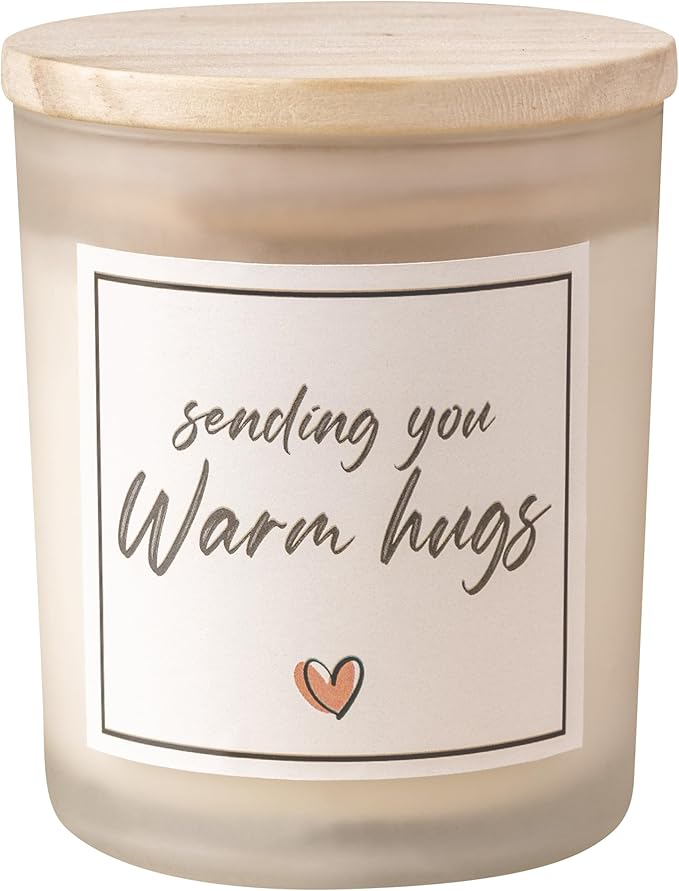 Get Well Soon Gifts, Sympathy Candle, Bereavement & Cheer Up Gifts, Sending You Warm Hugs in A Jar Candle Gift for Women, Vanilla Scented Candle, Natural Soy Wax & Natural Essential Oils