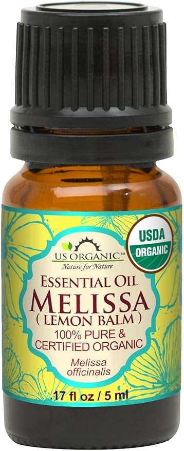 US Organic 100% Pure Melissa (Lemon Balm/Sweet Balm) Essential Oil - USDA Certified Organic, Steam Distilled - W/Euro Dropper (5 ml / 1/6 fl oz)