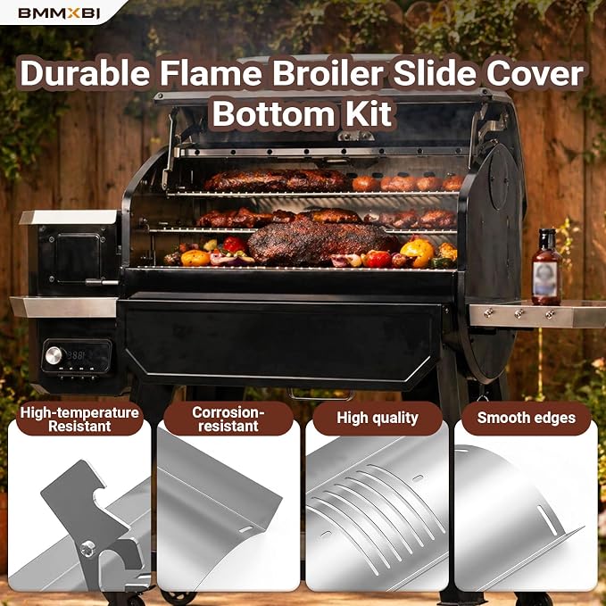 Flame Broiler Slide Cover Bottom Kit Replacement for Pit Boss 1600 Series Pellet Grill Accessories, for Pit Boss Grill PB1600CS, Pro Series 1600 Elite PB1600PS2 Series Grills Parts