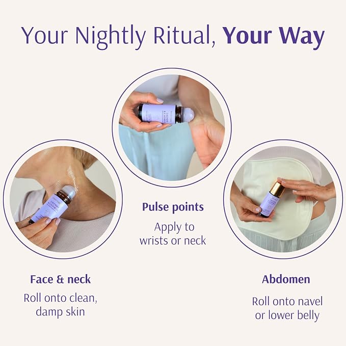 Holistic Goddess Organic Lavender & Castor Oil Roll-On with Rose Quartz Roller – Calming Night Ritual Oil for Stressed Skin & Visible Redness, 1.7 fl oz (50ml)