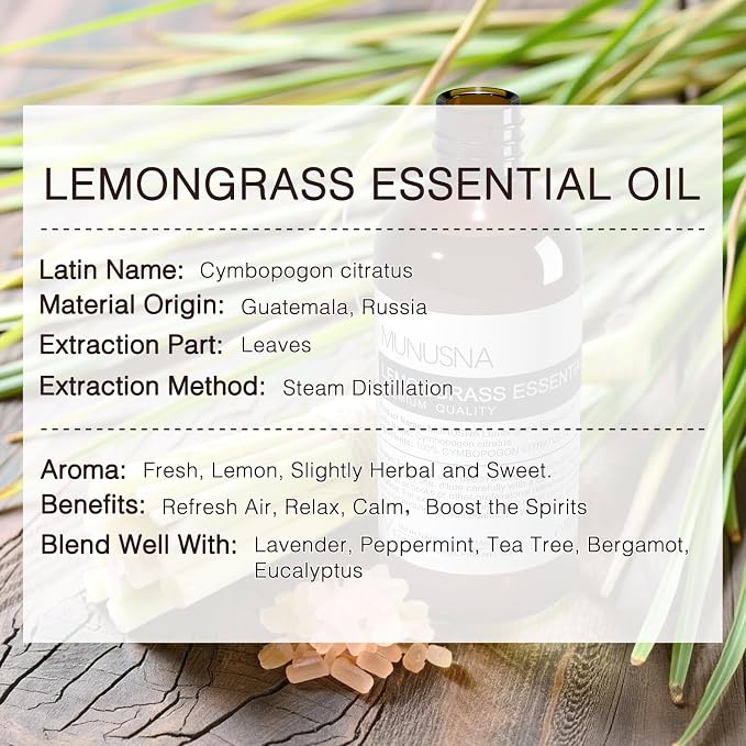 Lemongrass Essential Oil and Rosemary Essential Oil for Aromatherapy Diffusers Candle Soap Making