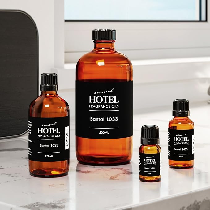 AirScent Santal Diffuser Oil No. 1033 - Santal-33 Inspired Perfume Dupe - Cardomom Sandalwood Iris - Fragrance Oil for Ultrasonic and Waterless Diffusers and Crafting - 10 mL, 0.34 fl oz