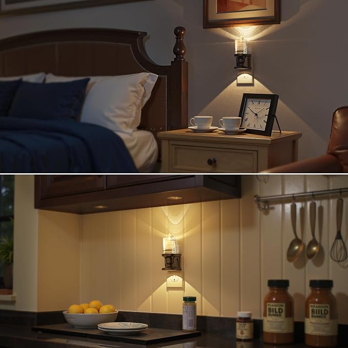 Briignite Flameless Candle Night Light, Bubble Night Lights Plug into Wall, Candle Nightlight with Light Sensor, Dimmable LED Night Light Plug in, Warm White 3000K Nightlight for Hallway Bathroom