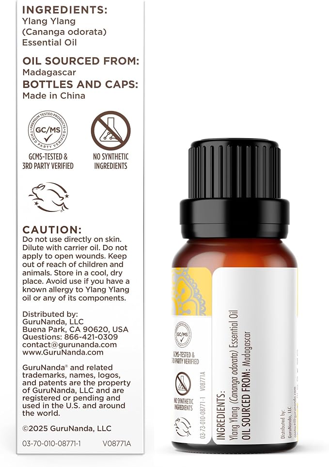 GuruNanda Ylang Ylang Essential Oil (10ml Each) - 100% Pure, Natural and Undiluted Diffuser Oil for Aromatherapy, Massages & DIY Recipes - 2 Pack