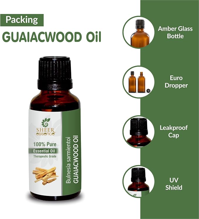 Guaiacwood Oil (Bulnesia Sarmientoi) Essential Oil 100% Pure Natural Undiluted Uncut Therapeutic Grade Oil 3.38 FL.OZ