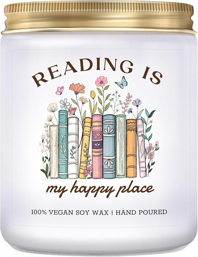 Gifts for Book Lovers, Book Lovers Gift, Bookish Gift, Birthday Christmas Bookish Bookworm Presents for Readers Librarian - Lavender Candle 7oz
