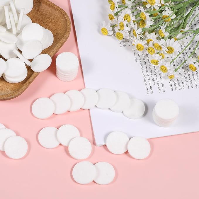 Diffuser Refill Pads, 50 Pcs 1 Inch Round Essential Oil Diffuser Pad Mini Microfibre Air Filter Scent Pads Unscented Pad for Humidifier Air Purifier Home Car Plug in Diffuser-Refill (White)