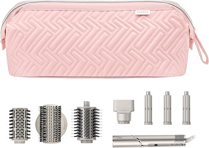 Leudes Hair Tools Travel Bag for Shark Flexstyle Carrying Case Portable Shark Hair Air Wrap Dryer Case Waterproof Dustproof Flat Curling Iron Travel Organizer (Pink+Heat Resistant Mat)