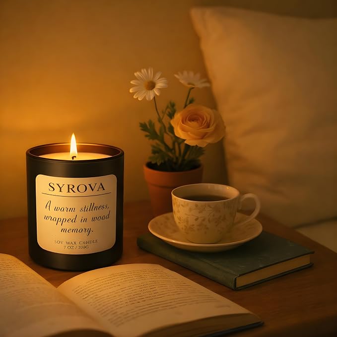 Vanilla & Cedarwood Candle, Luxury Scented Soy Candle 7oz, Cozy Sweet Fragrance for Home, Long Lasting Aromatherapy Candle, Gift for Women, Modern Jar Candle