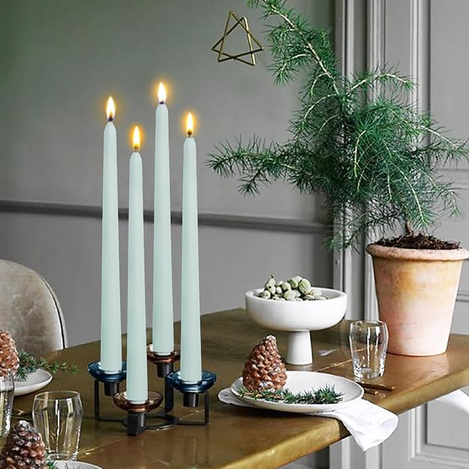 Candlesticks Long Taper Candle,Seal Salt Scented 10 Inches Blue Candle Sticks Smokeless Tapered Candles for Home Décor Holiday Gifts