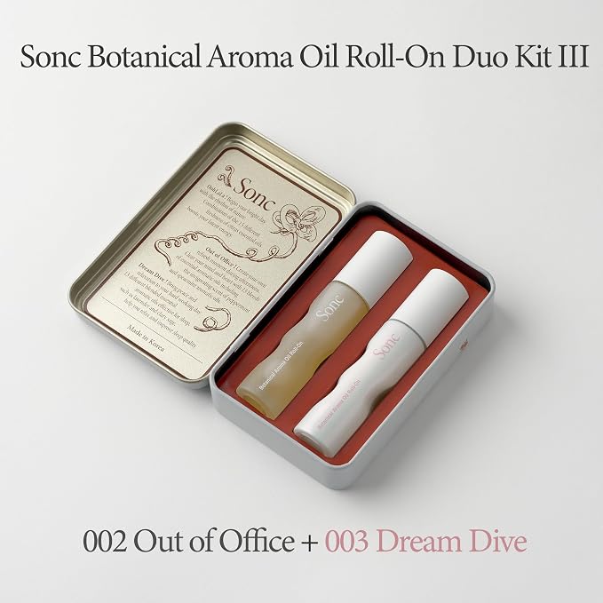 Sonc Botanical Aroma Oil Roll-On Duo Kit (Pack of 2) (Duo KIT III : 002 Out of Office + 003 Dream Dive) | Peppermint + Lavender | Dual Portable Aroma Oils for Mood, Rest & Daily Rituals