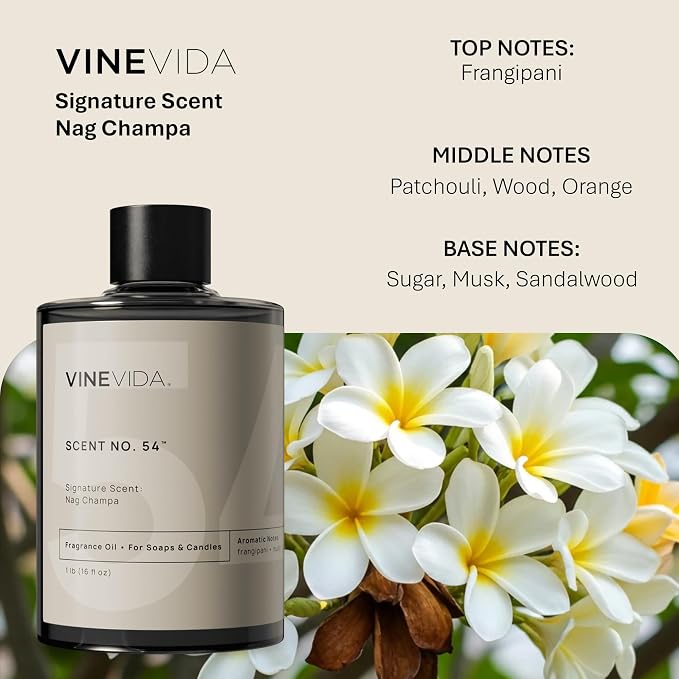 VINEVIDA [16oz] Nag Champa Fragrance Oil for Candle Making - Made in USA Scents for Soap Making - Natural Candle Fragrance Oil