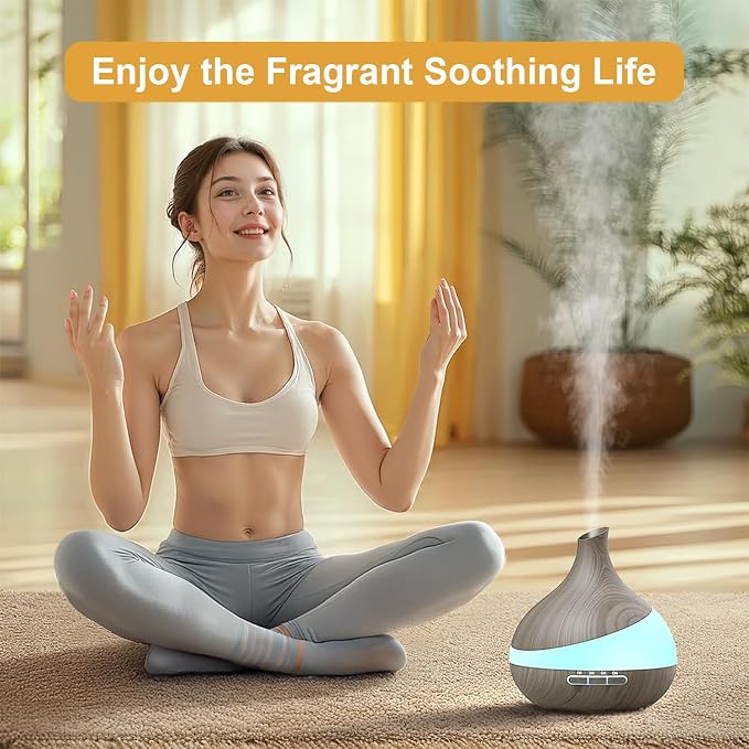 Essential Oil Diffuser for Women, 500ml Aromatherapy Diffuser:14-Color LED, Dual Mist 30/60ml/h, Remote Control, Auto Shut-Off, Hotel Spa Bedroom (Spcae Gray)