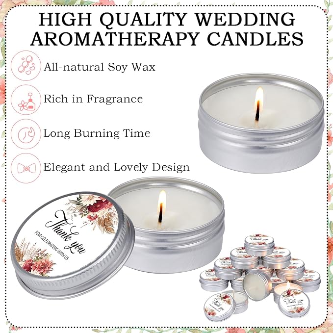MTLEE 50 Pcs Wedding Candles Gift Favors for Guests 1 Oz Lavender Scented Soy Wax Aromatherapy Candle Favors for Bridal Shower Rustic Wedding Party Guests(Dahlia Flowers)