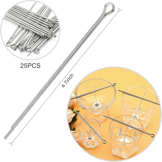Candel Wick Holders, 4.7 Inch Wick Holders for Candle Making, 25 Pcs Metal Wick Centering Tool