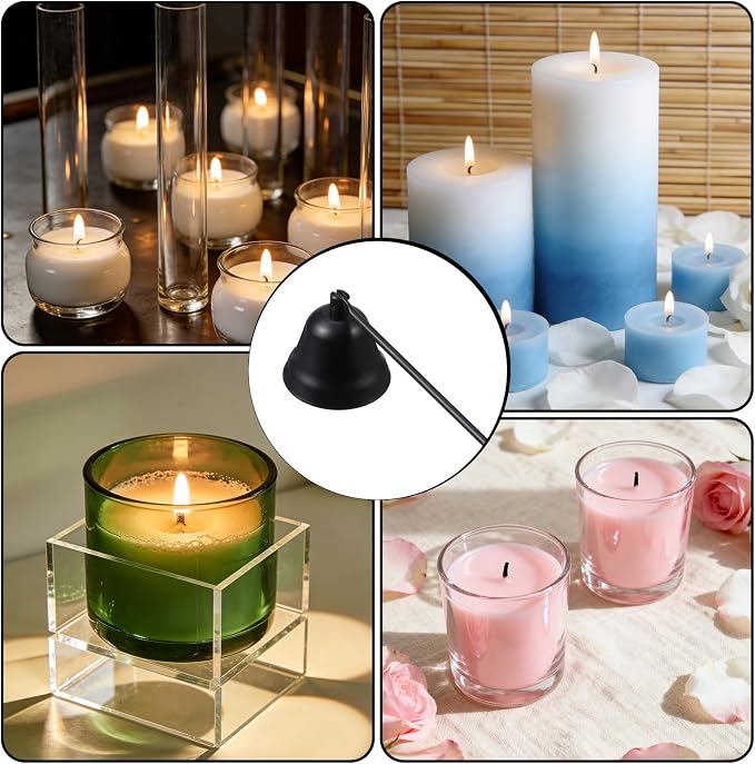 6 Pack Black Candle Snuffer Vintage, Premium Stainless Steel Wick Flame Extinguisher, 8.3 Inch Wick Snuffer with Long Handle, Elegant Design for Candles, Candle Accessory for Candles Lovers