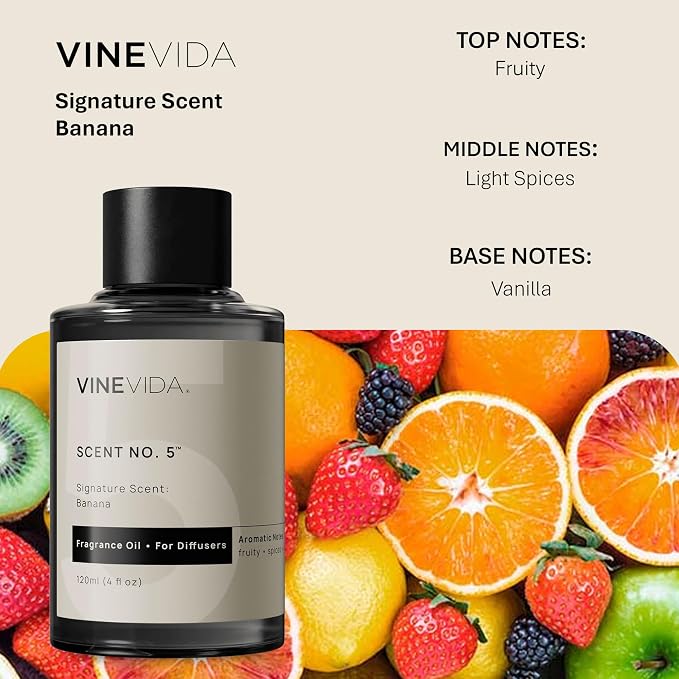 VINEVIDA [4 Fl Oz] Banana Fragrance Oil for Cold Air Diffusers, Essential Oils for Diffuser Oil Refill & Air Freshener Room Spray