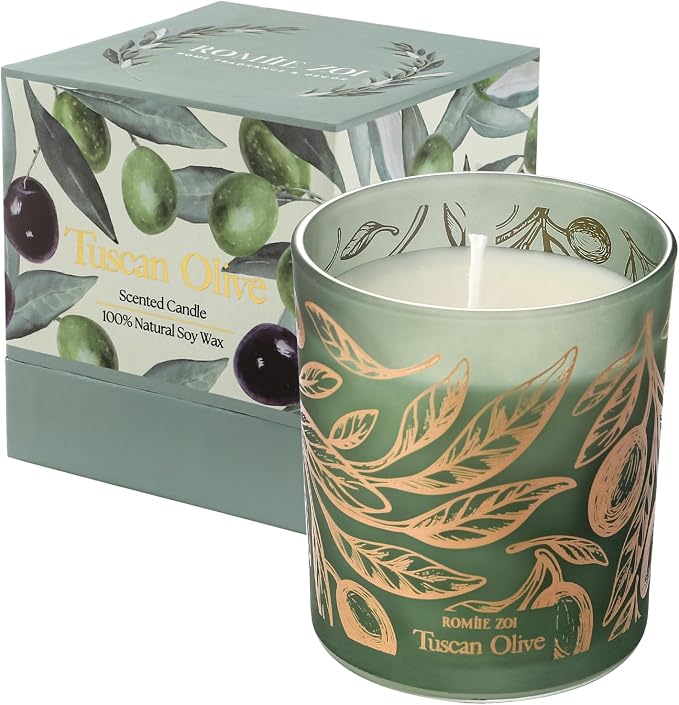 ROMIIE ZOI Scented Candle - Tuscan Olive- 6oz Aromatherapy Soy Wax Jar Candle for Home, Gifts for Women - 170g