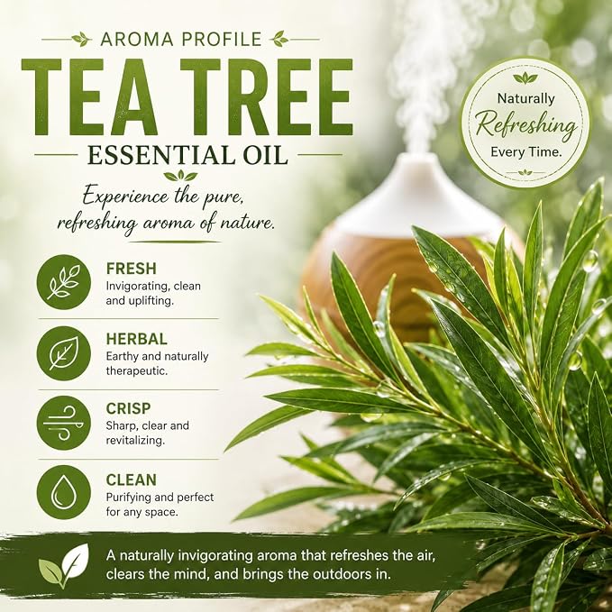 Tea Tree Essential Oil – 32 fl oz (1 Quart) – 100% Pure & Undiluted – Steam-Distilled Melaleuca – Bulk Size for Aromatherapy, Cleaning, DIY, and Candle Making – Aluminum Bottle – GreenHealth