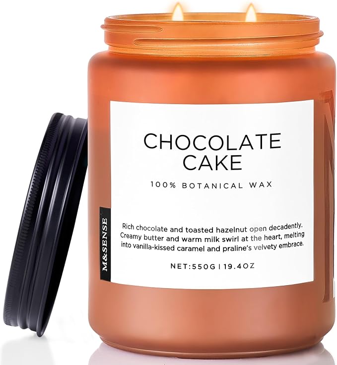 M&SENSE Chocolate Layer Cake Scent Candles, Large Natural Soy Wax 110 Hours Burn Time Clean Non Toxic Scented Classic 2 Wicks Candle 19.4oz for Home Office