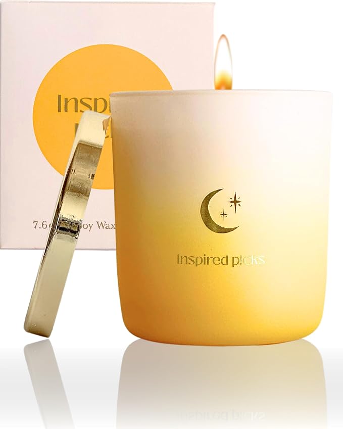 Pet Odor Candle | Grapefruit & Musk w/Gold Moon & Stars Symbol | Pleasant Yellow Candle for Pet Odor Eliminator, Soy Non Toxic Spring Scents and Mom Gifts