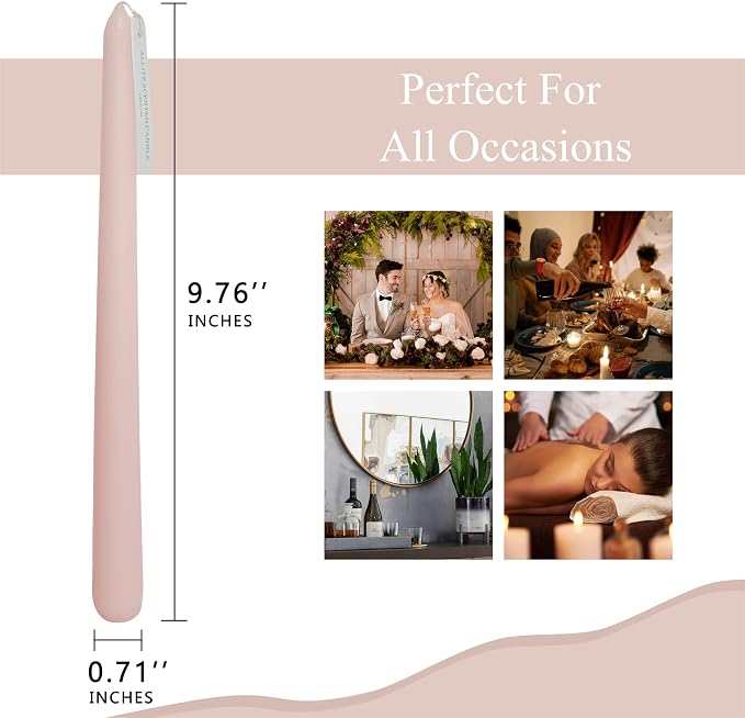 Pink Taper Candles Scent Candlesticks,10 Inch Dripless Candlestick Scented Tapered Candles Long Candle Sticks for Dinner Decor Housewarming Party,4pcs (8D-Pink)