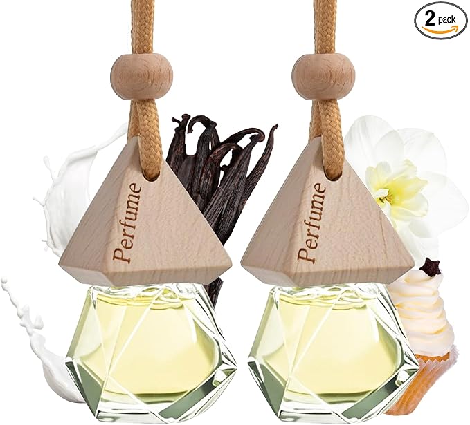 Car Air Freshener Hanging Diffuser – Long-Lasting Essential Oil Scent (Up to 60 Days) – Non-Toxic & Eco-Friendly – 2-Pack Auto Fresheners Made in USA