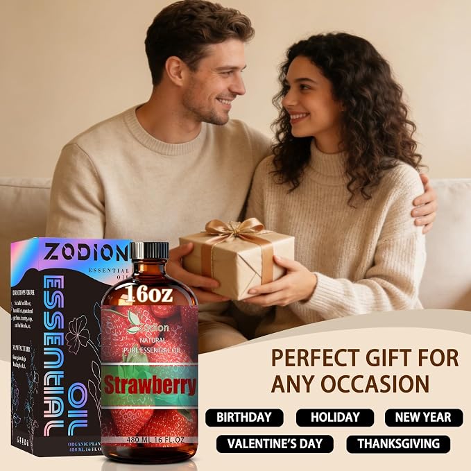 Strawberry Essential Oil - Strawberry Fragrance Oil for Diffuser, Massage, Humidifier, DIY Candle, Soap Making, Home, Bath, Yoga - 16 fl oz (480ml) - ZODION Essential Oils