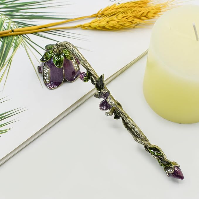 Candle Snuffer, Decorative Candle Extinguisher Snuffer with Long Handle, Vintage Metal Candle Tool for Putting Out Candle Flame Safely (Purple)