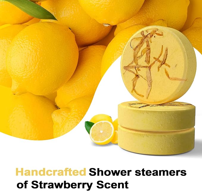SWCANDY Shower Steamers Aromatherapy Birthday Gifts for Women Travel Essentials, 8 Pcs Lemon, Bath Bombs Shower Bombs with Natural Essential Oils, Relaxation Home SPA