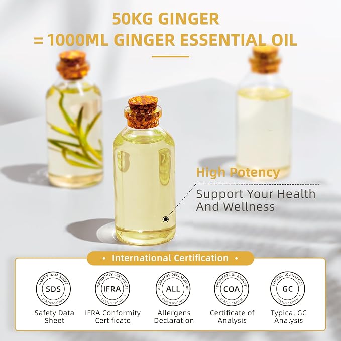 HIQILI 32 Fl Oz Ginger Oil, Ginger Essential Oil for Hair, Massage, Skin - 1000ML