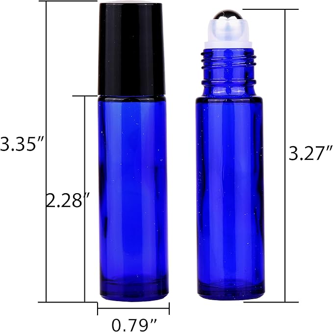 inice 12 Pack Essential Oil Roller Bottles 10ml Cobalt Blue Glass Bottles Stainless Steel Roll On Ball for Daily Care