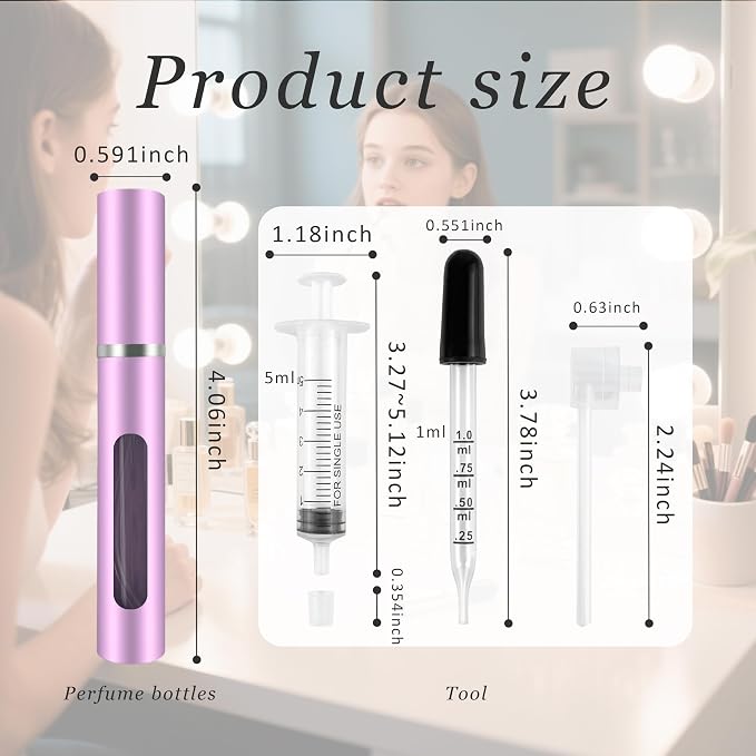 2 Pack Refillable Mini Perfume Atomizer Bottle，Portable Separate Bottles，Travel and Outings Spray Boxes Dispensers 5ml/0.2oz (Purple)