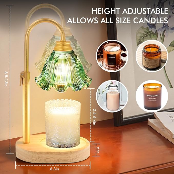 Candle Warmer Lamp with Timer & Dimmer, Adjustable Height Electric Wax Melt Warmer for Scented Jar Candles, Home Fragrance Decor, Birthday Gifts Women Mom