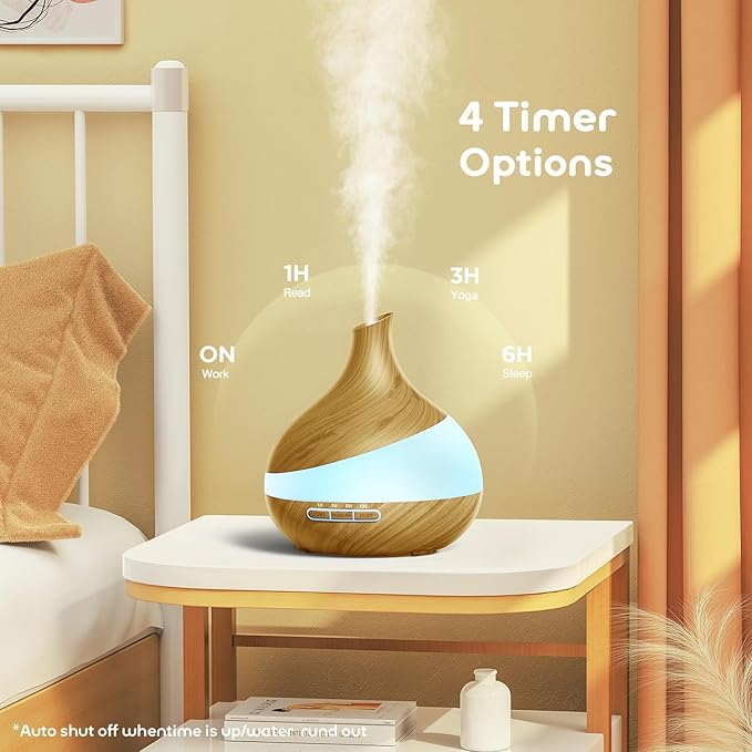 HJTHJT 500ML Essential Oil Diffuser: Aroma Diffuser with Remote Control for Hotel Spa Yoga Room - Humidifier with 14 Colors LED Night Light for Bedroom Home Relaxation