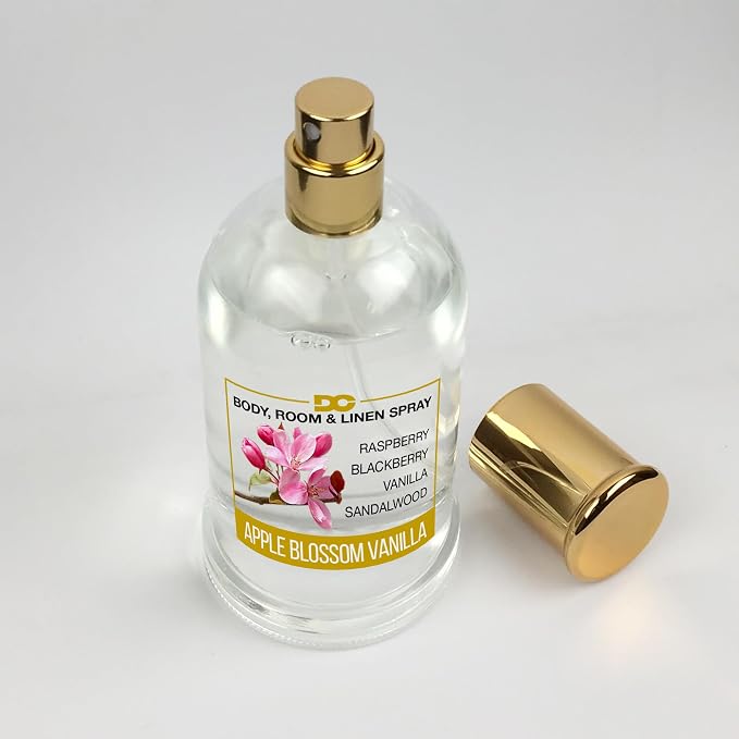 Daniella's Candles Apple Blossom Vanilla Perfume Body Room and Linen Spray, Natural Body Mist & Room Spray - 100ml/3.4oz