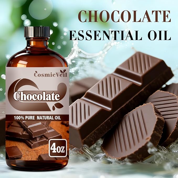 Chocolate Essential Oil for Aroma Diffuser,Humidifier,Home Fragrance,Cleaning,Body Care,Massage,Yoga,DIY Candle,DIY Soap CosmicVeil（Chocolate，4 Fl Oz (Pack of 1)）