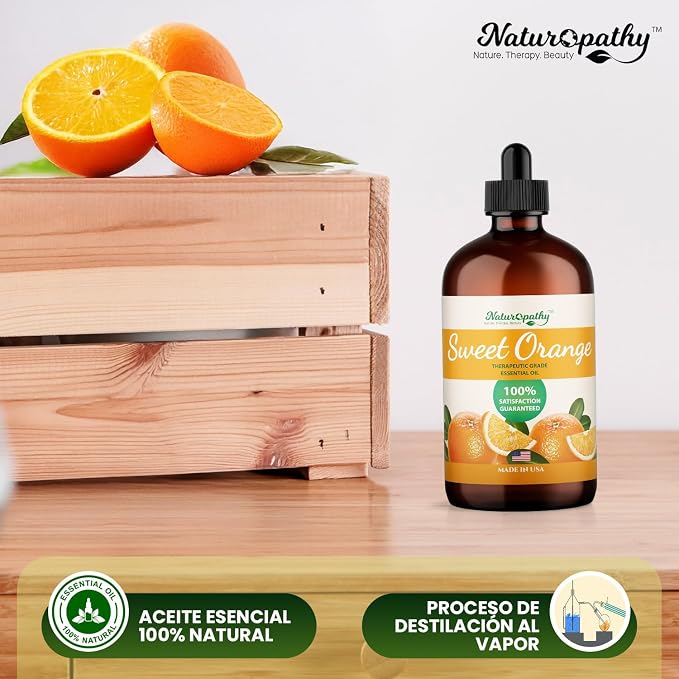 Naturopathy Sweet Orange Essential Oil Therapeutic Grade Premium Quality Oil with Glass Dropper - Huge 4 fl. Oz - Perfect for Aromatherapy and Relaxation