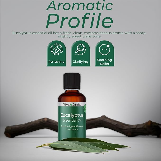 Viva Doria Eucalyptus Essential Oil, 100% Pure, Natural, Essential Globulus Oil, Undiluted, for Aromatherapy | Food Grade, 30 mL (1 Fluid Ounce)