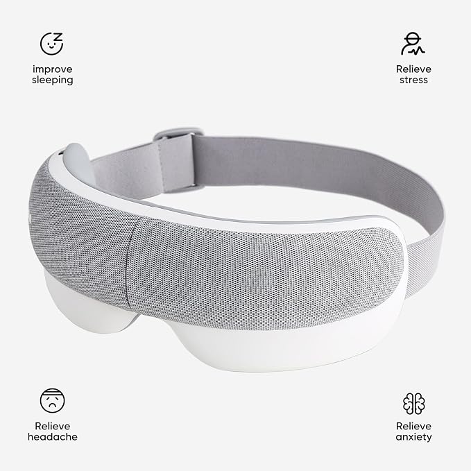 Eye Massager & Bluetooth Heat Sleep mask,Parents Gift Sets |With storage bag & greeting card | Migraine Relief,Relaxation,Bedtime Stress Relief | White Noise,3D airbag kneading| Smart Head Massager