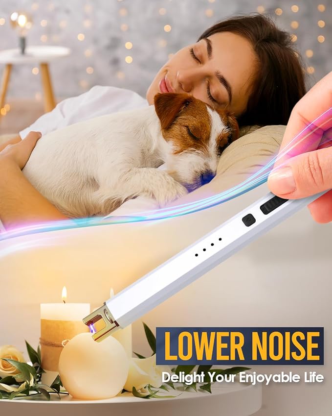 Electric Lighter for Candle USB Rechargeable - 2 Pack Stocking Stuffers for Women Men Mom Birthday Gifts, Upgraded Safety Lock Plasma Arc Lighter with LED Display Flameless Lighter for Grill Cooking